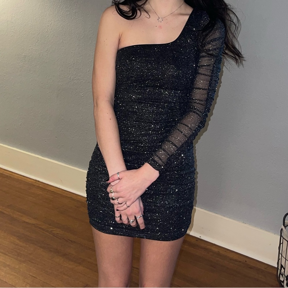 Windsor one shoulder sparkle mini dress